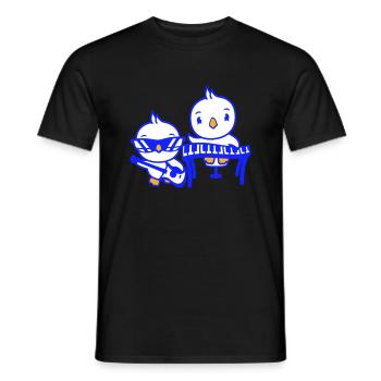 2 Chicks Birds Ducks Ribbon Cute Two Friends Team - Men's T-Shirt - black - Front - AI Model Male 178 light (178cm)