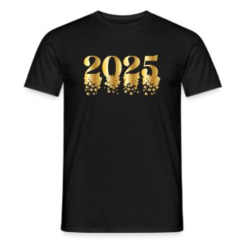 2025 Silvester Outfit Damen Herren – Modern Lustig - Männer T-Shirt - Schwarz - Vorne - AI Model Male 178 light (178cm)