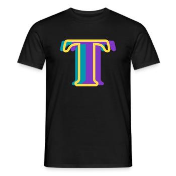 Mehrfarbiger Buchstabe t - Männer T-Shirt - Schwarz - Vorne - AI Model Male 178 light (178cm)