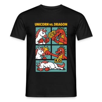 Unicorn vs. Dragon - Comic Fight - Männer T-Shirt - Schwarz - Vorne - AI Model Male 178 light (178cm)