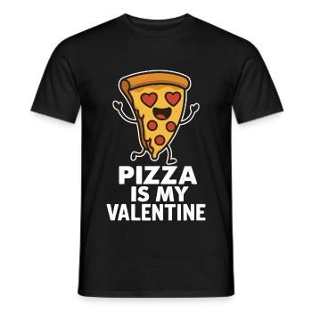 Pizza with Heart Eyes - Valentine's Motif - Men's T-Shirt - black - Front - AI Model Male 178 light (178cm)