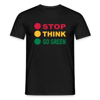 STOP - THINK - GO GREEN, 3c, eco, bio, geen, - T-shirt homme - noir - Devant - AI Model Male 178 light (178cm)