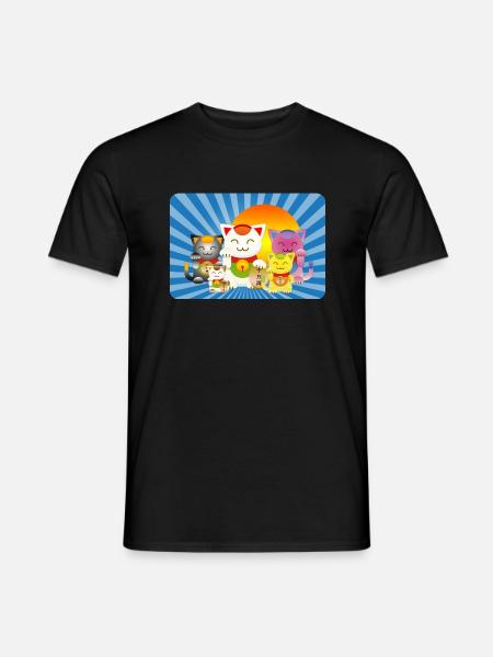Maneki Neko bunt - Männer T-Shirt - Schwarz