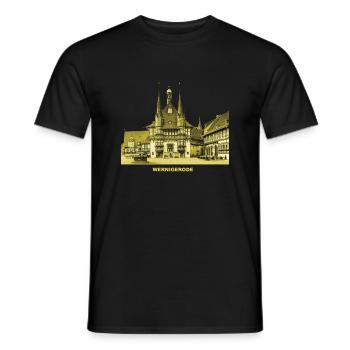 Hôtel de ville de Wernigerode Harz ville colorée à colombages - T-shirt homme - noir - Devant - AI Model Male 178 light (178cm)