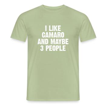 J'AIME CAMARO ET PEUT ÊTRE 3 PERSONNES W - T-shirt homme - vert sauge - Devant - AI Model Male 178 light (178cm)