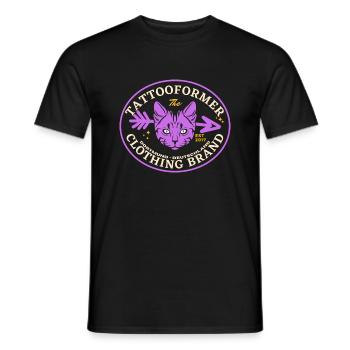 Violet Cat - Männer T-Shirt - Schwarz - Vorne - AI Model Male 178 light (178cm)