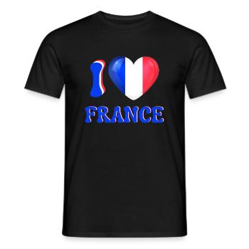 I love France Blue White Red Flag Heart - Men's T-Shirt - black - Front - AI Model Male 178 light (178cm)