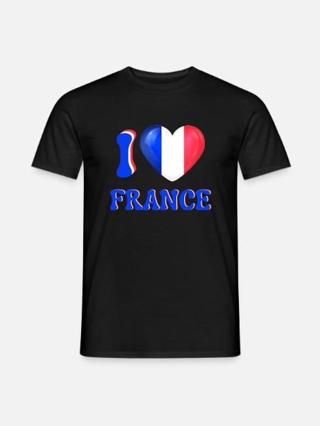 I love France Blue White Red Flag Heart - Men's T-Shirt - black