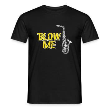 Blow Me Retro Vintage Funny Blues Music Lover - Men's T-Shirt - black - Front - AI Model Male 178 light (178cm)