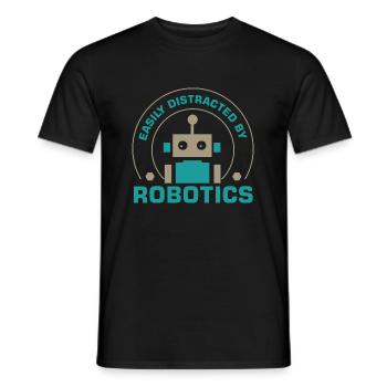 Abgelenkt von Robotern Ironic Robotics Engineer - Männer T-Shirt - Schwarz - Vorne - AI Model Male 178 light (178cm)