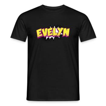 Evelyn Custom Name Comic Book Style Pop Art, - Men's T-Shirt - black - Front - AI Model Male 178 light (178cm)
