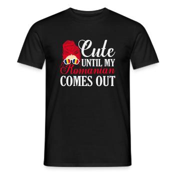 Cute Until My Romanian Comes Out Romania Pride Pat - Männer T-Shirt - Schwarz - Vorne - AI Model Male 178 light (178cm)