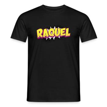 Raquel Benutzerdefinierter Name Comic-Buch-Stil Pop-Art, - Männer T-Shirt - Schwarz - Vorne - AI Model Male 178 light (178cm)