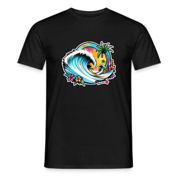 surf plage palmier soleil vacances - T-shirt homme - noir - Devant - AI Model Male 178 light (178cm)