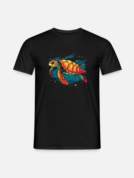 Sea Turtle in the Sea, Love Turtles - Men's T-Shirt - black