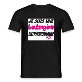 Une boulangère EXTRAORDINAIRE - T-shirt homme - noir - Devant - AI Model Male 178 light (178cm)