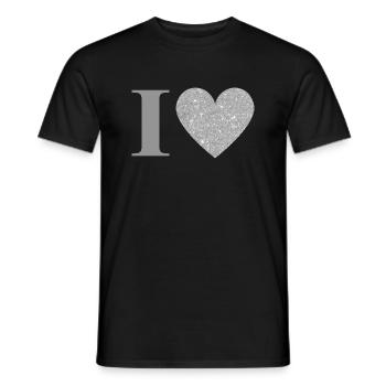 Lettre i cœur argenté - T-shirt homme - noir - Devant - AI Model Male 178 light (178cm)