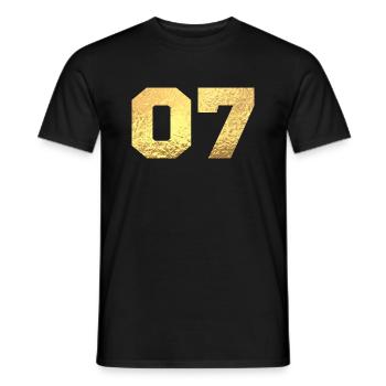 Number 7 Gold Glitter - 7th Anniversary - Men's T-Shirt - black - Front - AI Model Male 178 light (178cm)
