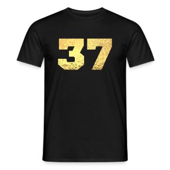 Number 37 Gold Glitter - 37th Anniversary - Men's T-Shirt - black - Front - AI Model Male 178 light (178cm)