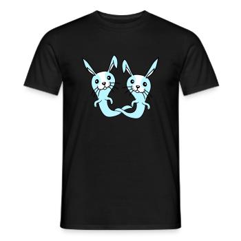 2 Hasen Geist Gespenst spuken Halloween gruselig - Männer T-Shirt - Schwarz - Vorne - AI Model Male 178 light (178cm)
