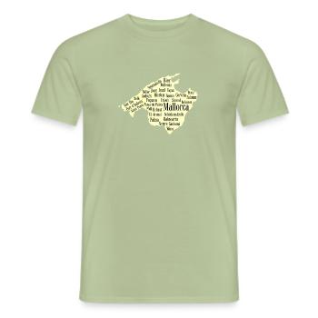 Mallorca Wordcloud Island Holidays Sun - Men's T-Shirt - sage - Front - AI Model Male 178 light (178cm)