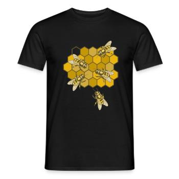 Bienen auf Wabe - Männer T-Shirt - Schwarz - Vorne - AI Model Male 178 light (178cm)