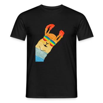 LAMA ALPAKA REGENBOGEN Gay Pride LGBDTSONNENBRILLE - Männer T-Shirt - Schwarz - Vorne - AI Model Male 178 light (178cm)