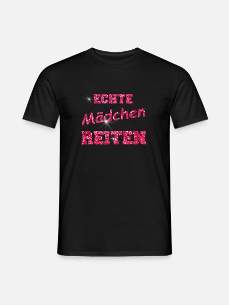 ECHTE MAeDCHEN reiten GLITZER - Männer T-Shirt - Schwarz