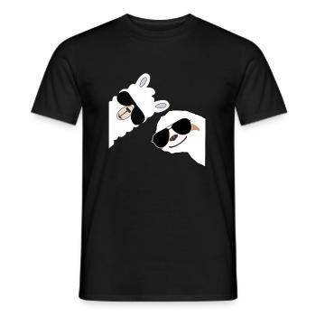 Alpaca laughs with sloth Sloth - Men's T-Shirt - black - Front - AI Model Male 178 light (178cm)