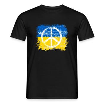 Ukraine Shirt mit Flagge und Peace zeichen - Männer T-Shirt - Schwarz - Vorne - AI Model Male 178 light (178cm)