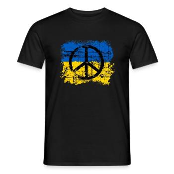 Ukraine Shirt mit Flagge und Peace Zeichen - Männer T-Shirt - Schwarz - Vorne - AI Model Male 178 light (178cm)