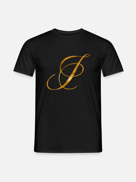 Golden letter I in vintage design - Men's T-Shirt - black