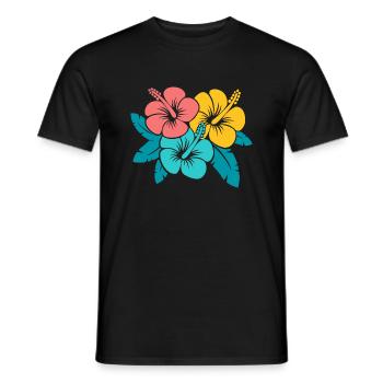 Blumenstrauß Hibiskusblüten, Illustration oberedel - Männer T-Shirt - Schwarz - Vorne - AI Model Male 178 light (178cm)
