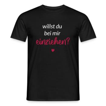 Willst du bei mir Einziehen ? rot weiß - Männer T-Shirt - Schwarz - Vorne - AI Model Male 178 light (178cm)