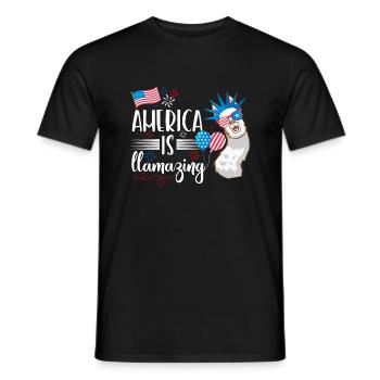 Patriotic Llama USA July 4 - Men's T-Shirt - black - Front - AI Model Male 178 light (178cm)