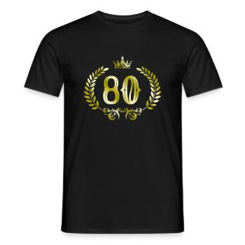 80 Couronne numéro - T-shirt homme - noir - Devant - AI Model Male 178 light (178cm)