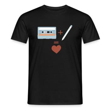 T-shirt cassette et stylo. Nostalgie jeunesse - T-shirt homme - noir - Devant - AI Model Male 178 light (178cm)