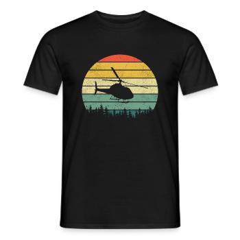 Hélicoptère Rétro Pilote Hélicoptère Maquette - T-shirt homme - noir - Devant - AI Model Male 178 light (178cm)