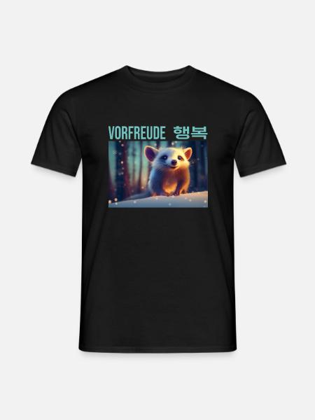 Adorable racoon in the snow - Men's T-Shirt - black