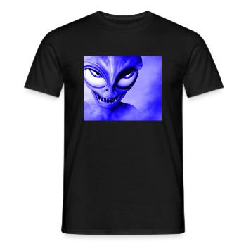 Alien with Sharp Teeth Design - Blue - Men's T-Shirt - black - Front - AI Model Male 178 light (178cm)