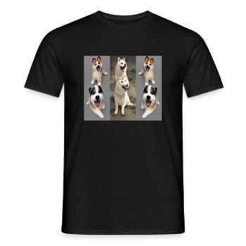 Akita Pups Smiling Design - Men's T-Shirt - black - Front - AI Model Male 178 light (178cm)