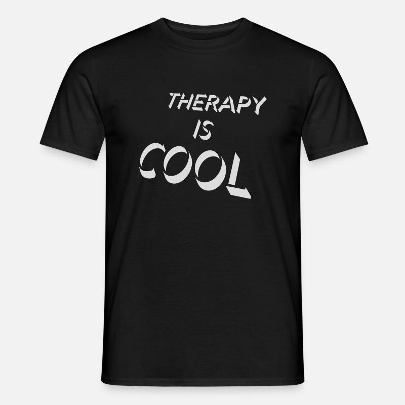 therapy is cool Zitat - Männer T-Shirt - Schwarz