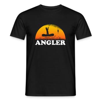 Angler Sonnenuntergang Motiv Zubehör Geschenk Mann - Männer T-Shirt - Schwarz - Vorne - AI Model Male 178 light (178cm)