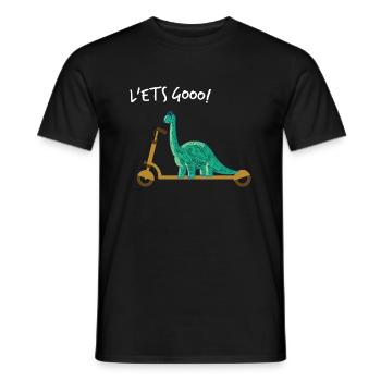 Cute Dino Little Dinosaur Blue with scooter - Men's T-Shirt - black - Front - AI Model Male 178 light (178cm)
