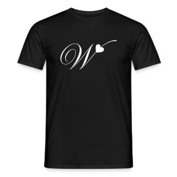 Letter w heart calligraphy - Men's T-Shirt - black - Front - AI Model Male 178 light (178cm)