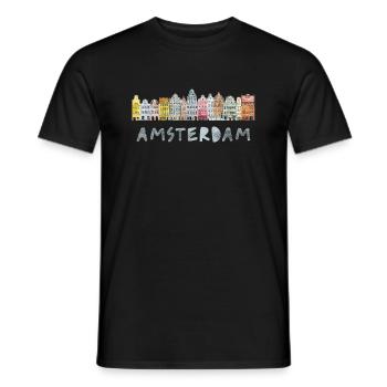 Vintage Amsterdam Souvenir Architektur Häuser - Männer T-Shirt - Schwarz - Vorne - AI Model Male 178 light (178cm)