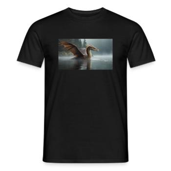 Ein realistischer böser dunkler Drache in einem nebligen Fluss - Männer T-Shirt - Schwarz - Vorne - AI Model Male 178 light (178cm)