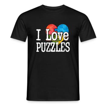 I Love Puzzles Piece Jigsaw Puzzle - Men's T-Shirt - black - Front - AI Model Male 178 light (178cm)