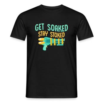 Get Soaked, Stay Stoked Squirt Gun Summer Water Fu - Men's T-Shirt - black - Front - AI Model Male 178 light (178cm)