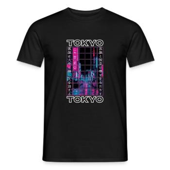 Japan 80er Retro Tokio Ästhetik Vaporwave - Männer T-Shirt - Schwarz - Vorne - AI Model Male 178 light (178cm)
